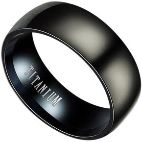 GUAngqi Titanium Wedding Rings Black Band in Comfort Fit Matte Finish for Men Women