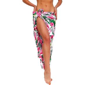 Hawaiian Sarong Pareo Beach Wrap for Women Funky Casual Bikini Cover Up Very Loud Swimsuit Floral Flamingo Flowers