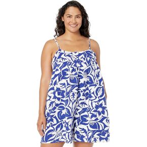Madewell Lightestspun Tie-Back Cover-Up Romper in Tropicale Floral Graphic Tropical Bluestone 2XS (Women's 000)