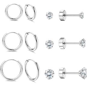 مجموعة أقراط دائرية من التيتانيوم للنساء والرجال، أقراط G23 من التيتانيوم النقي للأذنين الحساسة، 20 جرام حلقة صغيرة مضادة للحساسية، كرة صغيرة من تشيكوسلوفاكيا مسطحة الظهر، مجوهرات ثقب الفص الغضروف in Kuwait