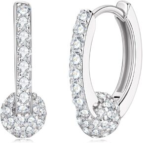 Moissanite Hoop Earrings for Women, 925 Sterling Silver Small Moissanite Simulated Diamond Huggie Earrings Hypoallergenic Jewelry Gifts, Box Packed