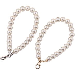 UUYYEO 4 Pcs Faux Pearl Hand Wrist Lanyard Keychain Wristlet Strap Bracelet for Keys Wallet