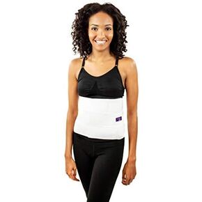 ContourMD Abdominal Binder Post Surgery Compression Wrap - White 9in Postpartum Belt, C-Section Recovery Belly Band, Torso Liposuction, Mommy Makeover & Tummy Tuck Compression Garment - Medium