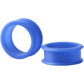 Pair 5/8" (16MM) BLUE SILICONE FLAT FLARE TUNNELS Double Flare Gauges Thin Soft Flexible Flesh Plugs (2pcs)