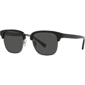 Coach HC8326 Sunglasses, Black/Gunmetal/Dark Grey Solid, 52 mm in Saudi Arabia