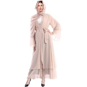IWEMEK Women's Muslim Prayer Dress Hijab Scarf Islamic Abaya Suit Two-Piece Turkey Kaftan Cardigan Dubai Full Length Dresses