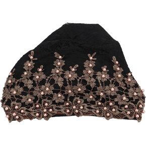 Turban Head Wraps Ladies Hat Vintage Beading Fleece Women Hair Headband Clothes Accessories (Black)