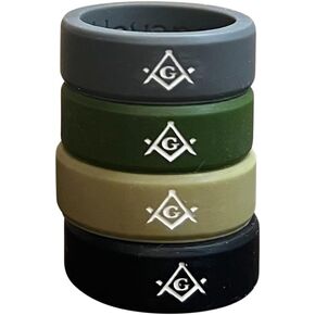 Masonic Rings Silicone Backfilled in White | Ergonomic Breathable Design | Silicone Edge Sleek Design Rings for Men (Set of 4) in Saudi Arabia