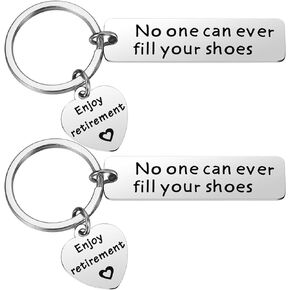 MIXJOY Retirement Keychain Gifts for Coworker - 2PCS No One Can Ever Fill Your Shoes Mens Retirement Gifts