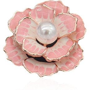 Pink Camellia Flower Brooch Pin Petal Elegant Exquisite Art Brooch for Women Wedding Banquet Party Brooch Simple Pin Valentine's Day Mother's Day Gift