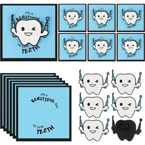 6 Pcs Cute Tooth Pin Gifts with Cards Dentist Enamel Brooch Pin Badges Charm Doctor Nurse Gift Jewelry Accessories for Dental Assistant Hygienist Men Women National Dentists Day