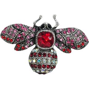 Gyn&Joy Vintage Old Silvery Tone Synthetic Crystal Bee Brooch