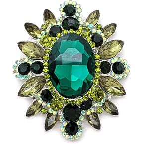 Women's Elegant Oval Crystal Rhinestone Sunflower Flower Brooch Pin