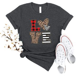 Valentines Day Shirts Women Cute Glitter Heart Shirt Casual Valentines Shirts for Women Long Sleeve Graphic Tees Tops