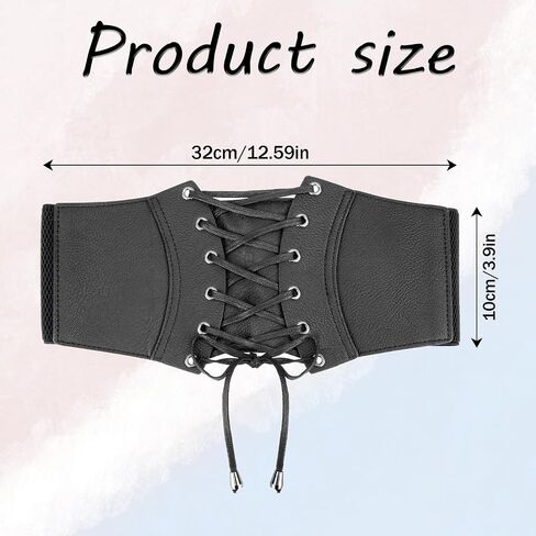 Hariendny Black Corset Waist Belt for Women, Wide Elastic Lace-up Tied Waist Belt for Dress, Tied Corset Elastic Waist Belt in Saudi Arabia