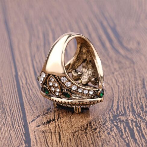 Dtja Luxury CZ Evil Eye Statement Ring for Women Girls Gold Plated Blue Green Cubic Zirconia Boho Big Wide Band Rings Comfort Fit Antique Bollywood Wedding Christmas Party Jewelry Gift Size 8, in Saudi Arabia
