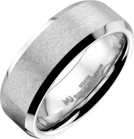 نحى الأبيض كربيد التنغستن 6 مم أو 8 مم خاتم الزواج حواف مصقولة in Kuwait