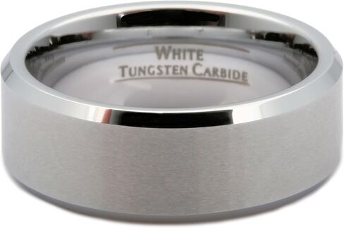 نحى الأبيض كربيد التنغستن 6 مم أو 8 مم خاتم الزواج حواف مصقولة in Kuwait