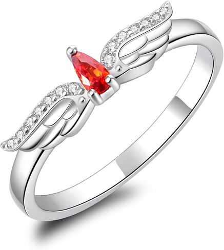 Angel Wings Rings 925 Sterling Silver - Feather Rings Jewelry for Women Girls in Kuwait