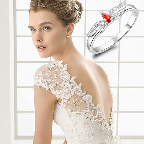 Angel Wings Rings 925 Sterling Silver - Feather Rings Jewelry for Women Girls in Kuwait