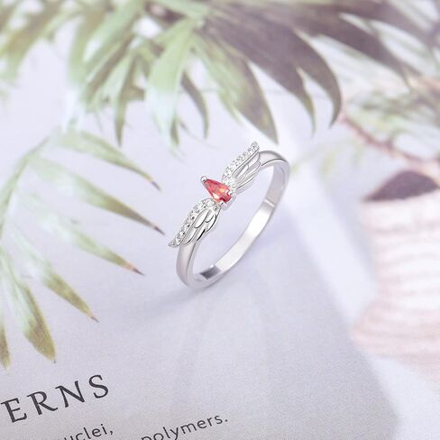 Angel Wings Rings 925 Sterling Silver - Feather Rings Jewelry for Women Girls in Kuwait