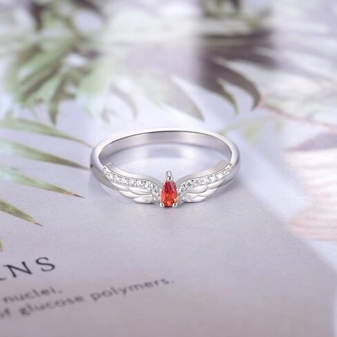 Angel Wings Rings 925 Sterling Silver - Feather Rings Jewelry for Women Girls in Kuwait