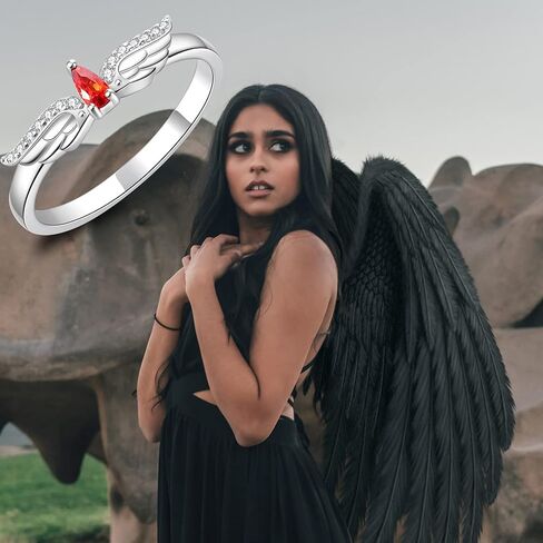 Angel Wings Rings 925 Sterling Silver - Feather Rings Jewelry for Women Girls in Kuwait
