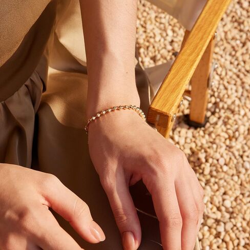 Valloey Rover Dainty Gold Link Chain سوار للنساء 14K مطلية بالذهب بسيطة حساسة حبة الكوبية ربط سوار اليدوية الحد الأدنى المجوهرات in Kuwait
