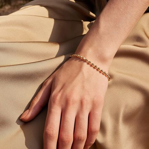 Valloey Rover Dainty Gold Link Chain سوار للنساء 14K مطلية بالذهب بسيطة حساسة حبة الكوبية ربط سوار اليدوية الحد الأدنى المجوهرات in Kuwait
