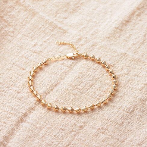 Valloey Rover Dainty Gold Link Chain سوار للنساء 14K مطلية بالذهب بسيطة حساسة حبة الكوبية ربط سوار اليدوية الحد الأدنى المجوهرات in Kuwait