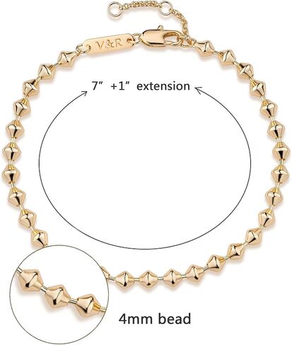 Valloey Rover Dainty Gold Link Chain سوار للنساء 14K مطلية بالذهب بسيطة حساسة حبة الكوبية ربط سوار اليدوية الحد الأدنى المجوهرات in Kuwait