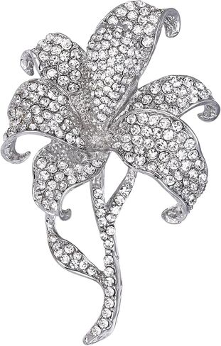 EVER FAITH Wedding Rhinestone Crystal Orchid Brooch Pin, Vintage Inspired Flower Teardrop Brooch for Women in Saudi Arabia