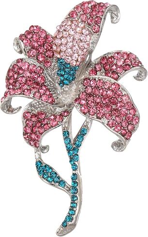 EVER FAITH Wedding Rhinestone Crystal Orchid Brooch Pin, Vintage Inspired Flower Teardrop Brooch for Women in Saudi Arabia