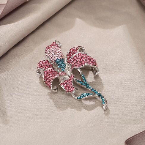 EVER FAITH Wedding Rhinestone Crystal Orchid Brooch Pin, Vintage Inspired Flower Teardrop Brooch for Women in Saudi Arabia