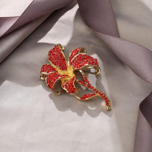 EVER FAITH Wedding Rhinestone Crystal Orchid Brooch Pin, Vintage Inspired Flower Teardrop Brooch for Women in Saudi Arabia