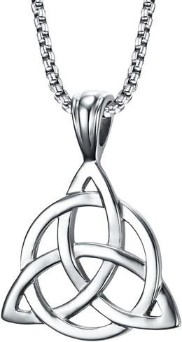 Stainless Steel Irish Celtic Triquetra Triangle Trinity Knot Pendant Necklaces for Men, 24" Rolo Chain, Irish Celtic Jewelry Gift for Men Women in Saudi Arabia