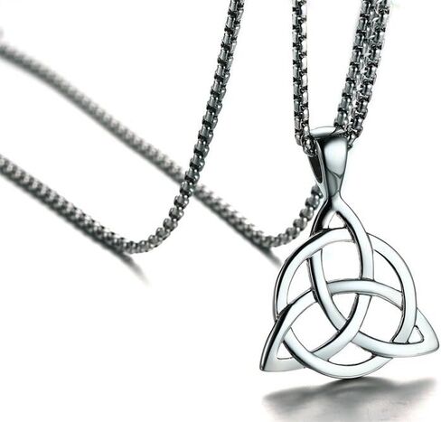 Stainless Steel Irish Celtic Triquetra Triangle Trinity Knot Pendant Necklaces for Men, 24" Rolo Chain, Irish Celtic Jewelry Gift for Men Women in Saudi Arabia