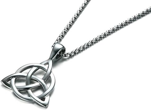 Stainless Steel Irish Celtic Triquetra Triangle Trinity Knot Pendant Necklaces for Men, 24" Rolo Chain, Irish Celtic Jewelry Gift for Men Women in Saudi Arabia