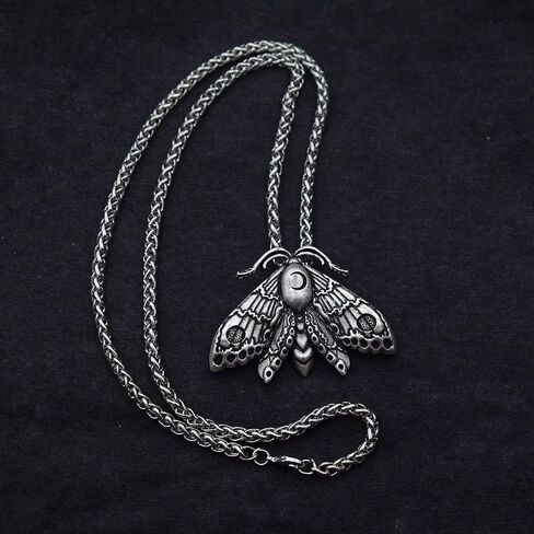 Death Head Moth Pendant Necklace Wicca Jewelry Goth Moth And The Moon in Saudi Arabia