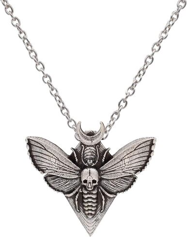 Death Head Moth Pendant Necklace Wicca Jewelry Goth Moth And The Moon in Saudi Arabia