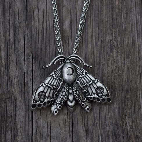 Death Head Moth Pendant Necklace Wicca Jewelry Goth Moth And The Moon in Saudi Arabia