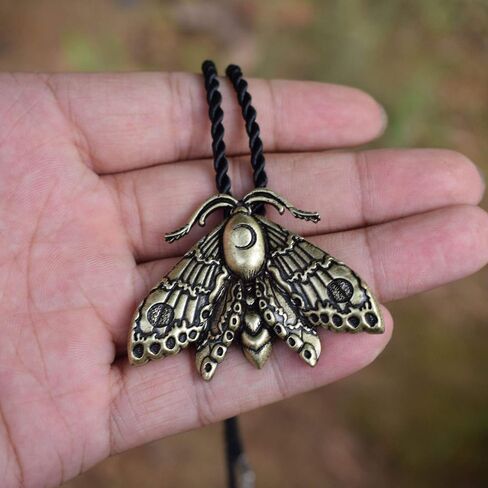 Death Head Moth Pendant Necklace Wicca Jewelry Goth Moth And The Moon in Saudi Arabia