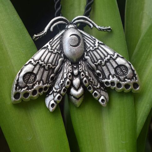 Death Head Moth Pendant Necklace Wicca Jewelry Goth Moth And The Moon in Saudi Arabia