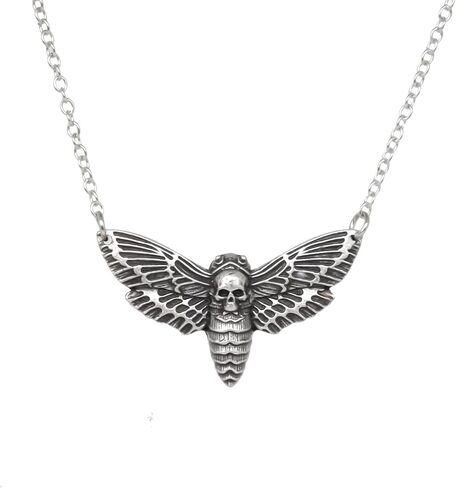 Death Head Moth Pendant Necklace Wicca Jewelry Goth Moth And The Moon in Saudi Arabia