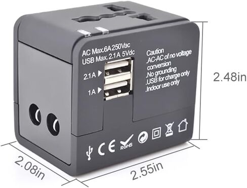 محول طاقة عالمي، محول قابس دولي مع منفذي USB PD 30 وات شحن سريع (1 USB 1 نوع C) الكل في واحد محول قابس تيار متردد عالمي لشاحن الحائط الدولي، للولايات المتحدة الأمريكية والاتحاد الأوروبي والمملكة المتحدة وأستراليا in Kuwait