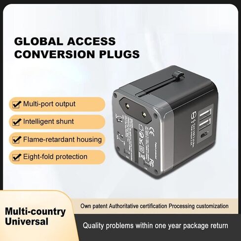 محول طاقة عالمي، محول قابس دولي مع منفذي USB PD 30 وات شحن سريع (1 USB 1 نوع C) الكل في واحد محول قابس تيار متردد عالمي لشاحن الحائط الدولي، للولايات المتحدة الأمريكية والاتحاد الأوروبي والمملكة المتحدة وأستراليا in Kuwait