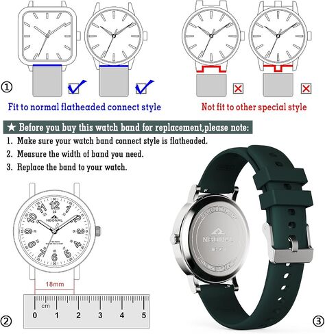 Silicone Watch Band with Quick Release for Women Men Soft thin Strap for Replacement in Kuwait