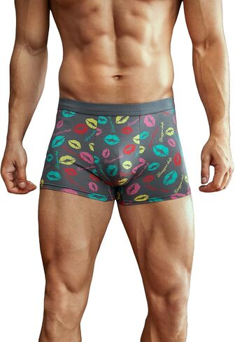 OYOANGLE Men's 5 Pieces Boxer Brief Set Expression Print Comfy Breathable Sports Underwear Trunks in Saudi Arabia