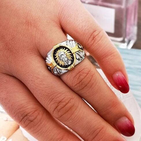 Indian Chief Ring, Native American Indian Chief Head Ring for Men, Viking Bull Animal Ring Indian Tribal Chief Jewelry, Viking Warrior Ring Hip Hop Buffalo Band Ring Punk Chief Ring for Boys in Saudi Arabia
