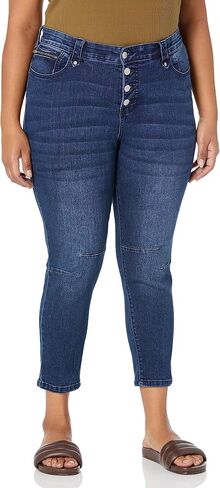 Avenue Women's Plus Size Jean Crop Exp Button in Saudi Arabia